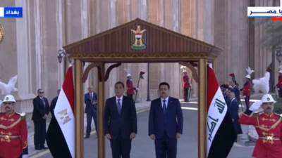 مراسم استقبال رسمية لرئيس الوزراء مصطفى مدبولى لدى وصوله بغداد