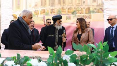 وزيرة التنمية المحلية تشارك في تدشين البابا تواضروس الثاني لكنيسة السيدة العذراء  بمدينتي