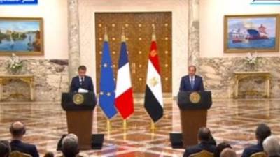 نص كلمة الرئيس السيسى بالمؤتمر الصحفى مع ماكرون: نرفض تهجير الفلسطينيين