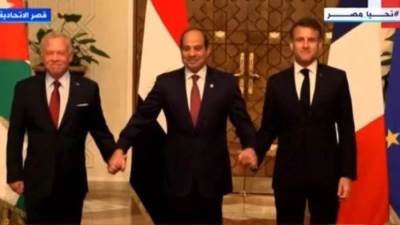 قمة ثلاثية مصرية فرنسية أردنية بقصر الاتحادية