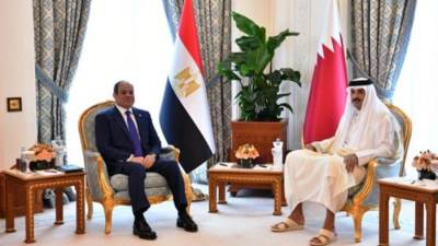 الرئيس السيسى وأمير قطر يؤكدان ضرورة دعم الخطة العربية لإعادة إعمار غزة دون تهجير الفلسطينيين