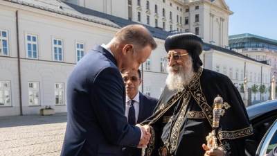 الرئيس البولندي يستقبل البابا تواضروس الثاني في القصر الرئاسي بوارسو