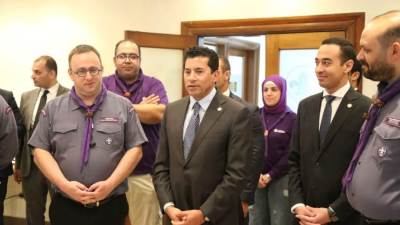  وزير الشباب والرياضة يلتقي الأمين العام للمنظمة العالمية للحركة الكشفية بالإنابة 