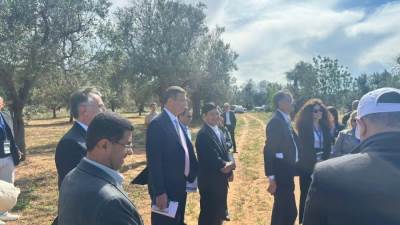 وزير الزراعة يشارك في زيارة حقلية للاطلاع على مزارع الزيتون الإيطالية المصابة ببكتريا الزيليلا