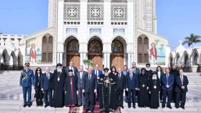 البابا تواضروس يستقبل الرئيس اللبناني في المقر البابوي