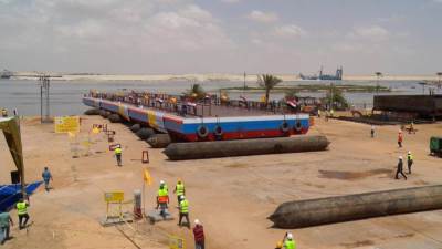 المقاولون العرب تنجح في إنشاء وتدشين أولى بنتونات الكباري العائمة باستخدام الوسائد الهوائية