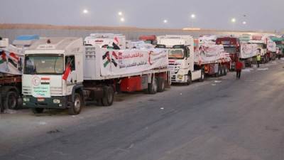 « زاد العزة .. من مصر لغزة » .. الهلال الأحمر المصري يستمر في الدفع بالمساعدات الإنسانية إلى غزة 