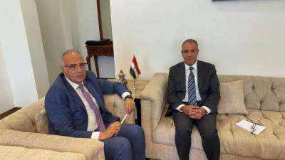  لقاء وزيري الخارجية والهجرة والموارد المائية والري