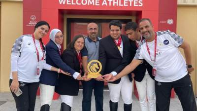 وزيرة التضامن تهنئ أبطال الأولمبياد فى مسابقة الفروسية الإقليمية