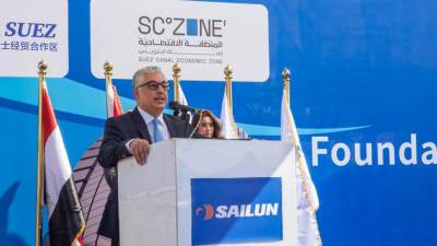 رئيس اقتصادية قناة السويس يشهد وضع حجر الأساس لمصنع "سايلون" الصينية لإطارات السيارات بالسخنة