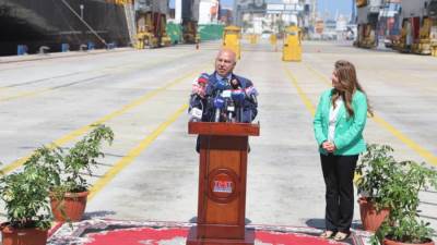 وزير الصناعة وسفيرة الولايات المتحدة يعقدان مؤتمرًا بمحطة تحيا مصر بميناء الإسكندرية