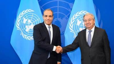 وزير الخارجية يلتقي بالسكرتير العام للأمم المتحدة