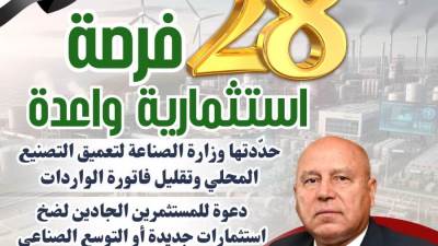 تعرف بالتفصيل على الـ28 فرصة استثمارية واعدة المحددة من وزارة الصناعة