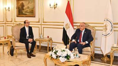 سويلم يلتقي المدير الإقليمى لصندوق التنمية الزراعية (الإيفاد) ضمن فعاليات "أسبوع القاهرة الثامن للمياه"