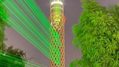 إضاءة برج القاهرة بشعار افتتاح المتحف المصري الكبير لليوم الثاني احتفالًا بالحدث العالمي