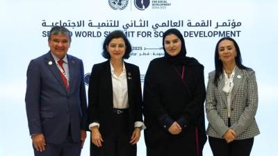 وزيرة التضامن الاجتماعي تناقش المبادرات الدولية والإقليمية الرائدة في مجال الحماية الاجتماعية مع وزراء دول قطر والبرازيل وإسبانيا 