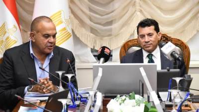 وزير الرياضة يشهد المؤتمر الصحفي للإعلان عن استضافة مصر للمؤتمر الدولي للحد من الغرق بشرم الشيخ