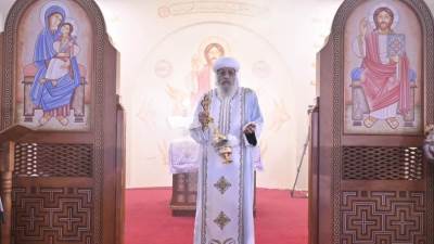 البابا تواضروس يصلي قداس العيد الـ 13 لتجليسه بطريركا  بكنيسة "قانون الإيمان" بوادي النطرون