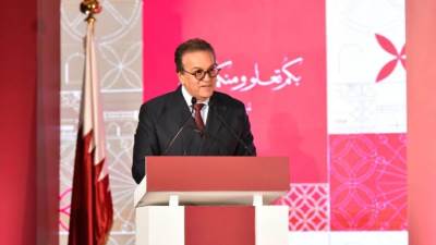 وزير الصحة يشهد احتفالية العيد الوطني لدولة قطر الشقيقة