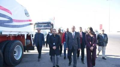 وزارة التموين ممثلة في اللجنة العامة للمساعدات الأجنبية تطلق القافلة رقم (15) من المساعدات الإغاثية العاجلة إلى قطاع غزة بالتعاون مع هيئة الإغاثة الكاثوليكية