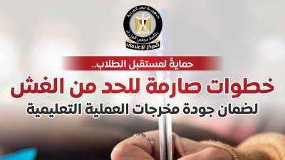 بالإنفوجراف.. المركز الإعلامي لمجلس الوزراء: خطوات صارمة للحد من الغش بالامتحانات لضمان جودة مخرجات العملية التعليمية