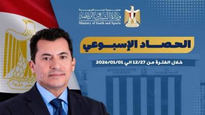 بـالإنفوجــراف: وزارة الشباب والرياضة تصدر حصادها الأسبوعي لأهم أنشطة وبرامج وفعاليات الوزارة