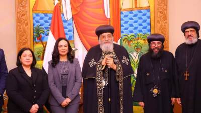 وزيرة التضامن الاجتماعي تزور المقر البابوي بالكاتدرائية المرقسية بالعباسية..وتهنئ البابا تواضروس الثانى بعيد الميلاد المجيد