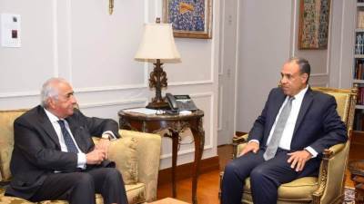 وزير الخارجية يستقبل مسئولي غرفة التجارة الأمريكية في القاهرة