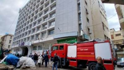 اندلاع حريق بالطابق الثامن بسنترال المنشية وسط الإسكندرية