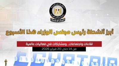 المركز الإعلامي لمجلس الوزراء يستعرض بالإنفوجراف أبرز أنشطة رئيس مجلس الوزراء هذا الأسبوع