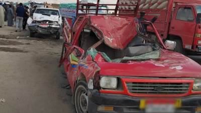 مصرع 3 أشخاص وإصابة 20 في تصادم سيارتين ببني سويف أثناء توجههم لتشييع جنازة