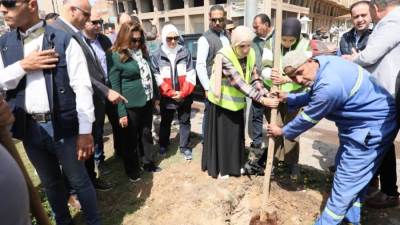وزيرة التنمية والبيئة ومحافظ الإسكندرية يتفقدان أعمال زراعة الجزيرة الوسطى بشارع مصطفى كامل