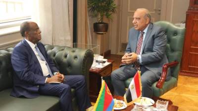 وزير الكهرباء والطاقة المتجددة يبحث مع مستشار رئيس دولة إريتريا للشئون الاقتصادية ووزير التجارة والصناعة الإريتيرى 