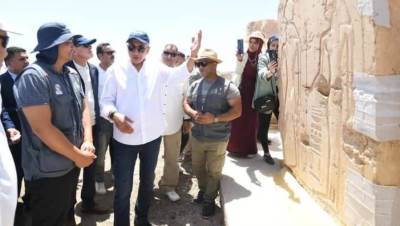  ⁠وزير السياحة والآثار يتفقد أعمال ترميم الصرح الأول لمعبد الرامسيوم