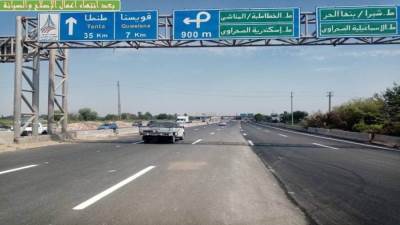 إعادة فتح حركة المرور باتجاه القاهرة/ الإسكندرية بكوبري بنها على النيل على طريق الإسكندرية الزراعي