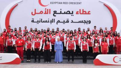 انتصار السيسي تشهد وصول المساعدات الإنسانية إلى غزة لمليون طن