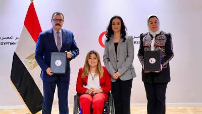 وزيرة التضامن تشهد توقيع تعاون بين الهلال الأحمر المصري والمجلس القومي للأشخاص ذوي الإعاقة