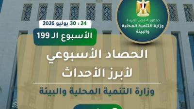 نشرة الحصاد الأسبوعي لرصد أنشطة وزارة التنمية المحلية والبيئة (24 : 30 يوليو 2026)