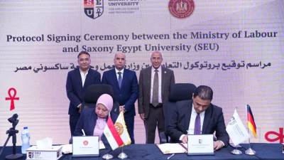وزير العمل يفتح أبوابًا جديدة أمام الشباب للتأهيل لسوق العمل في الداخل والخارج بالتعاون مع جامعة ساكسوني مصر للعلوم التطبيقية والتكنولوجيا