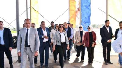 وزيرة التنمية المحلية والبيئة ومحافظ الوادي الجديد تتفقدان مصنع تدوير المخلفات الزراعية بالخارجة