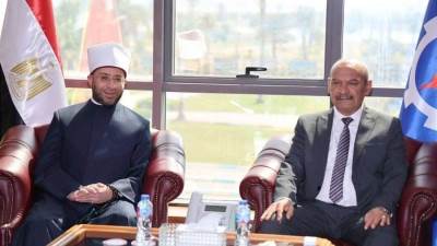 محافظ السويس يستقبل وزير الأوقاف ومفتي الجمهورية احتفالًا بالعيد القومي الـ53 للمحافظة