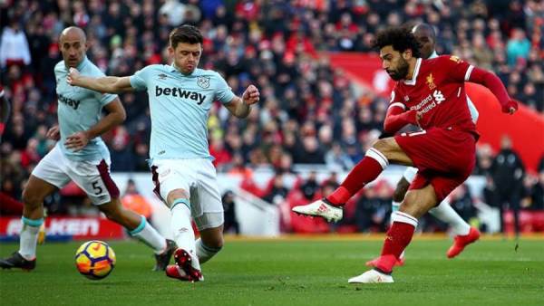 محمد صلاح في مباراة ليفربول ووست هام