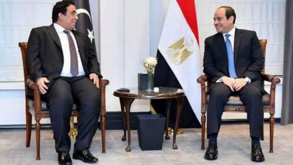 الرئيس عبد الفتاح السيسي ومحمد المنفي رئيس المجلس الرئاسي الليبي