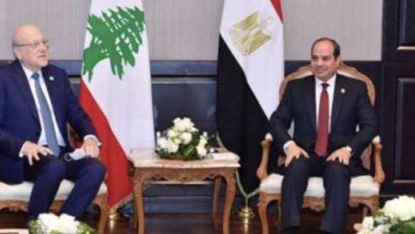 الرئيس السيسي مع ميقاتي