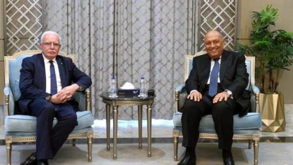سامح شكري ووزير خارجية فلسطين